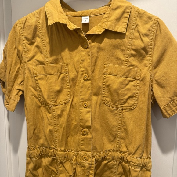Old Navy Short-Sleeve Button Romper in Mustard - Picture 3 of 6
